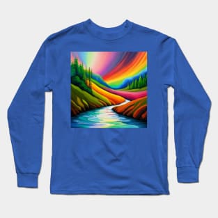 Modern Rainbow Landscape Long Sleeve T-Shirt
